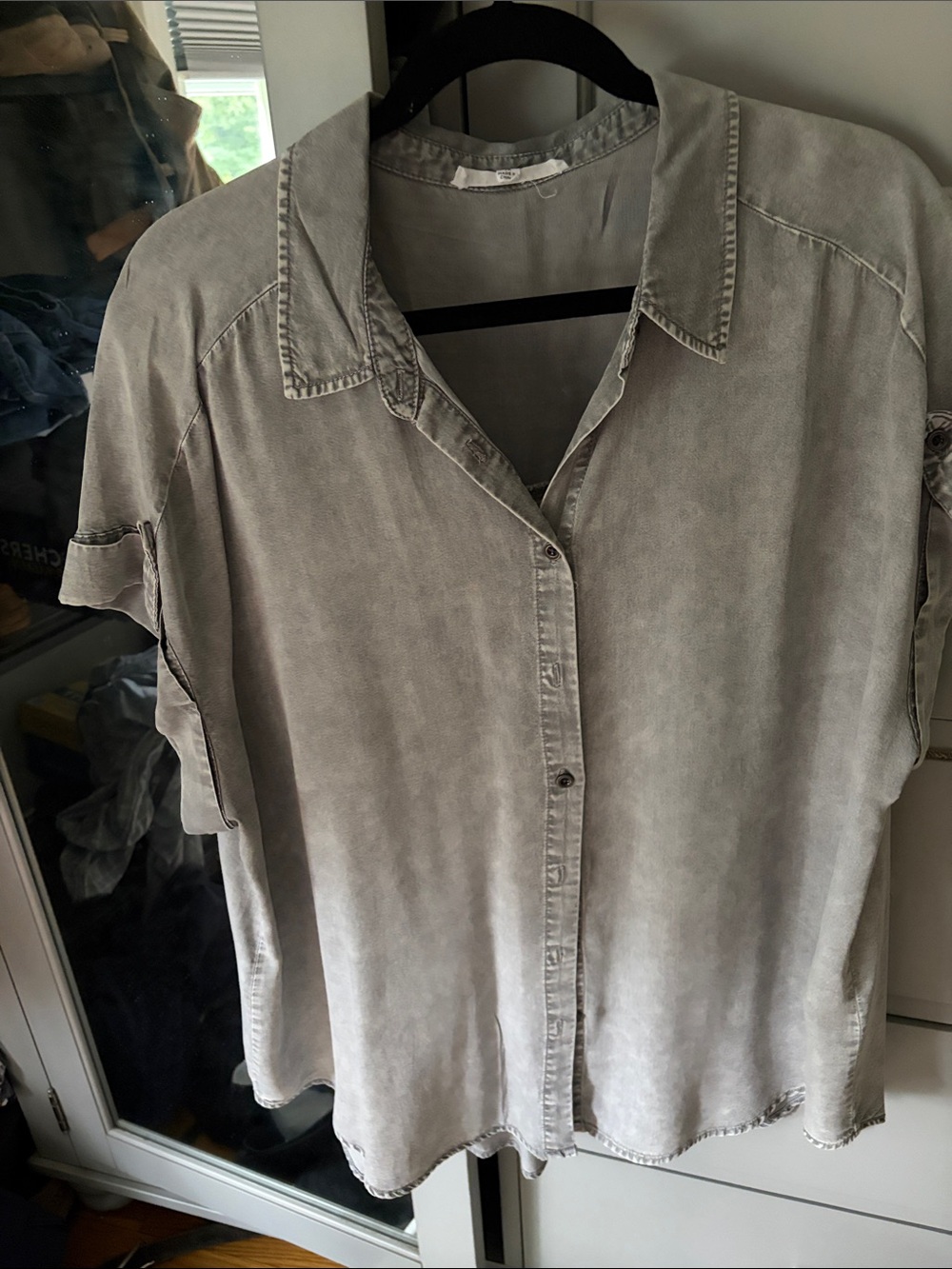 Jane and Delancey Washed Light Gray Button-Down Shirt